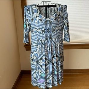 J.Jill blue pattern dress Women’s L rayon & spandex